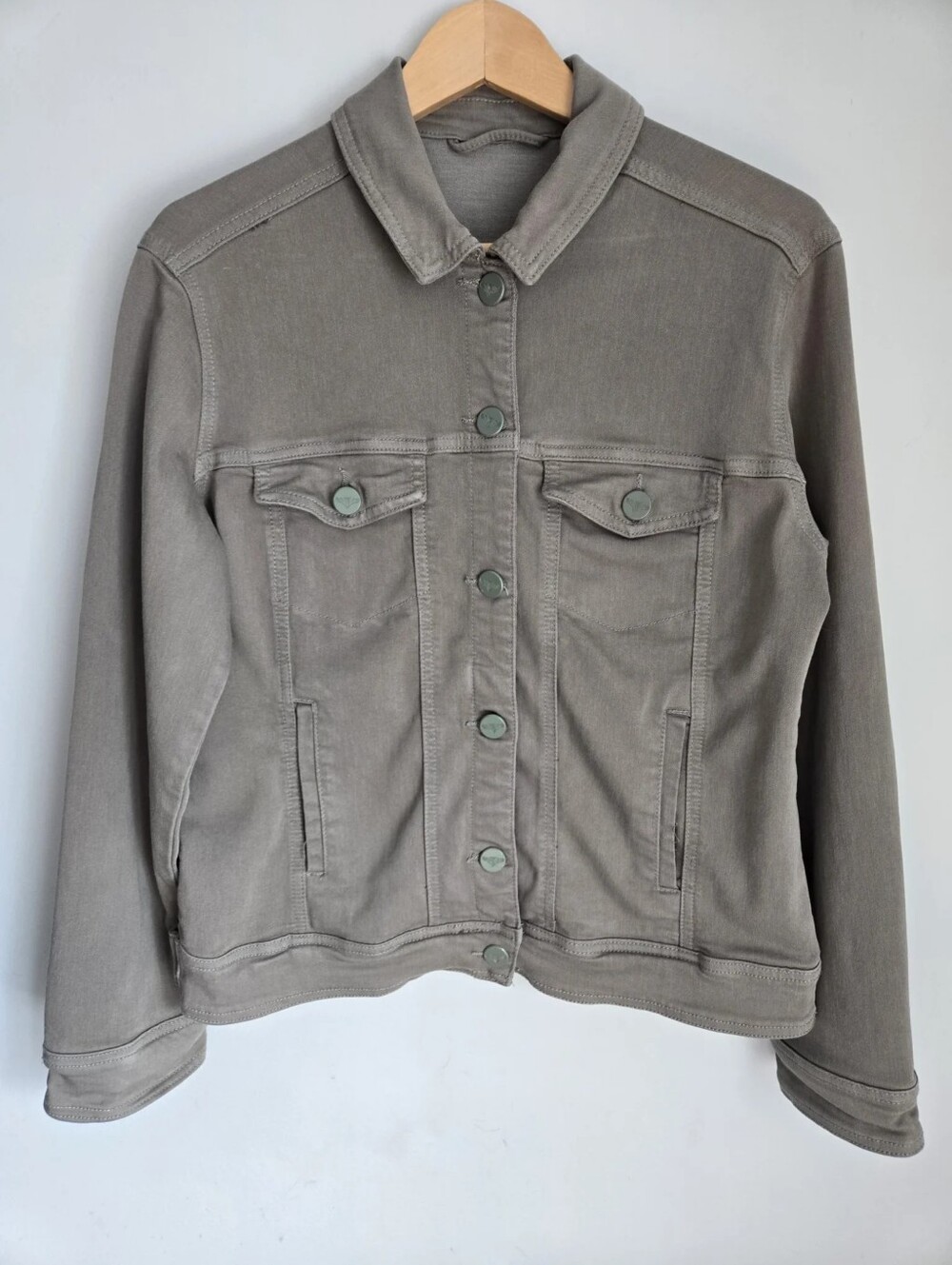 CARRELI Casual Cotton Blend Jacket in Sage Kaki Green